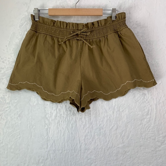 Anthropologie Scallop Hem Elastic Waist Shorts in Moss Sz XS - Picture 4 of 15